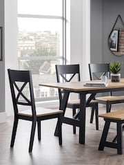Julian Bowen Black Hockley Wood 6 Seater Dining Table and Chairs/Bench Set - Image 1 of 4