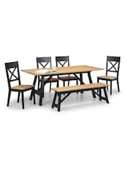 Julian Bowen Black Hockley Wood 6 Seater Dining Table and Chairs/Bench Set - Image 2 of 4