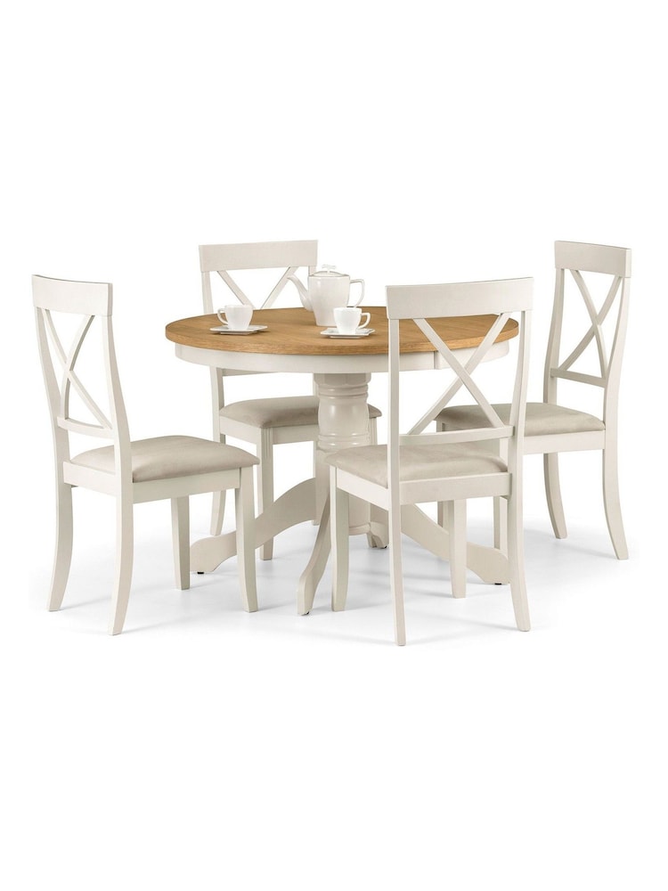 Julian Bowen Cream Davenport Round 4 Seater Dining Set - Image 2 of 4