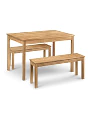 Julian Bowen Brown Coxmoor Solid Oak 4 Seater Dining Table and Bench Set - Image 2 of 4