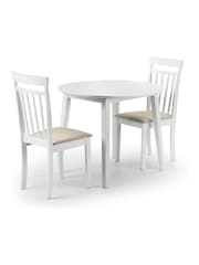 Julian Bowen White Coast Double Drop Leaf Round 4 Seater Dining Set - Image 2 of 3