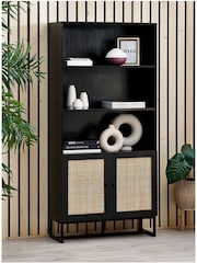 Julian Bowen Black Padstow Rattan Tall Bookcase - Image 1 of 4
