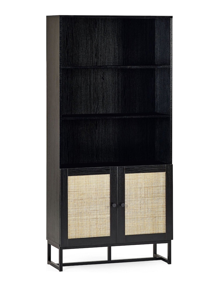Julian Bowen Black Padstow Rattan Tall Bookcase - Image 2 of 4