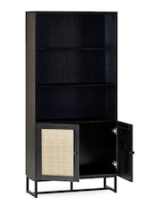 Julian Bowen Black Padstow Rattan Tall Bookcase - Image 3 of 4