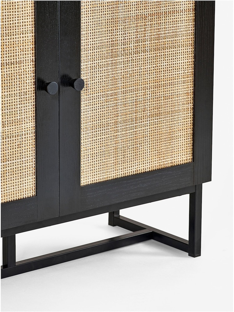 Julian Bowen Black Padstow Rattan Tall Bookcase - Image 4 of 4