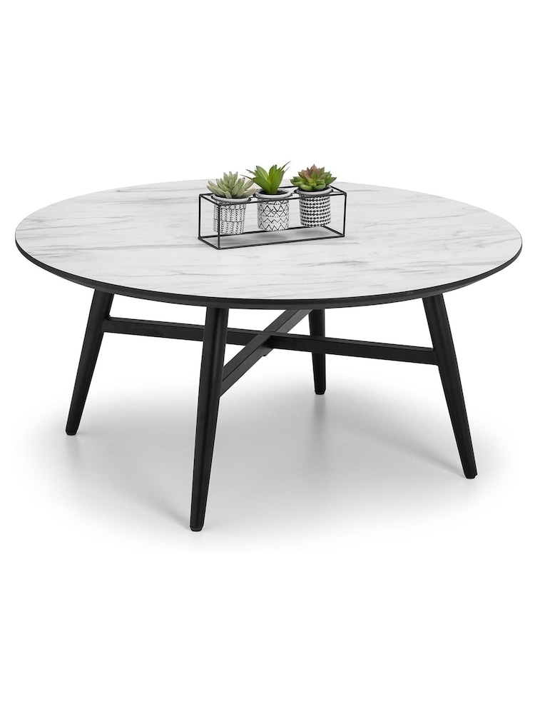 Julian Bowen White Firenze Marble Effect Round Coffee Table - Image 2 of 4