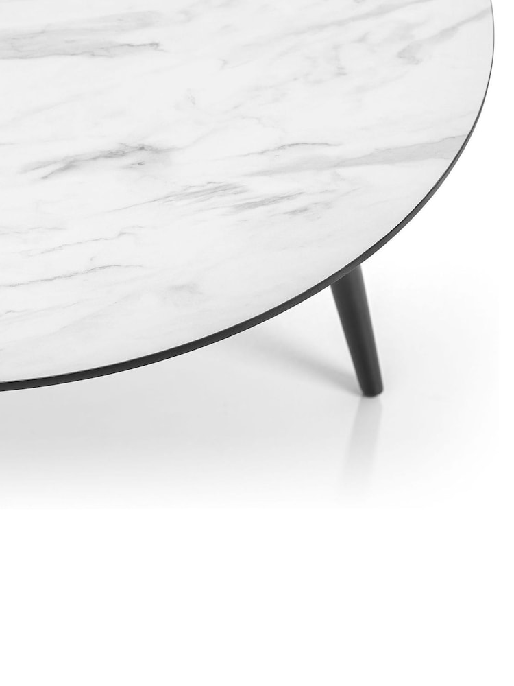 Julian Bowen White Firenze Marble Effect Round Coffee Table - Image 4 of 4