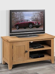 Julian Bowen Brown Astoria Solid Oak TV Stand - Image 1 of 2