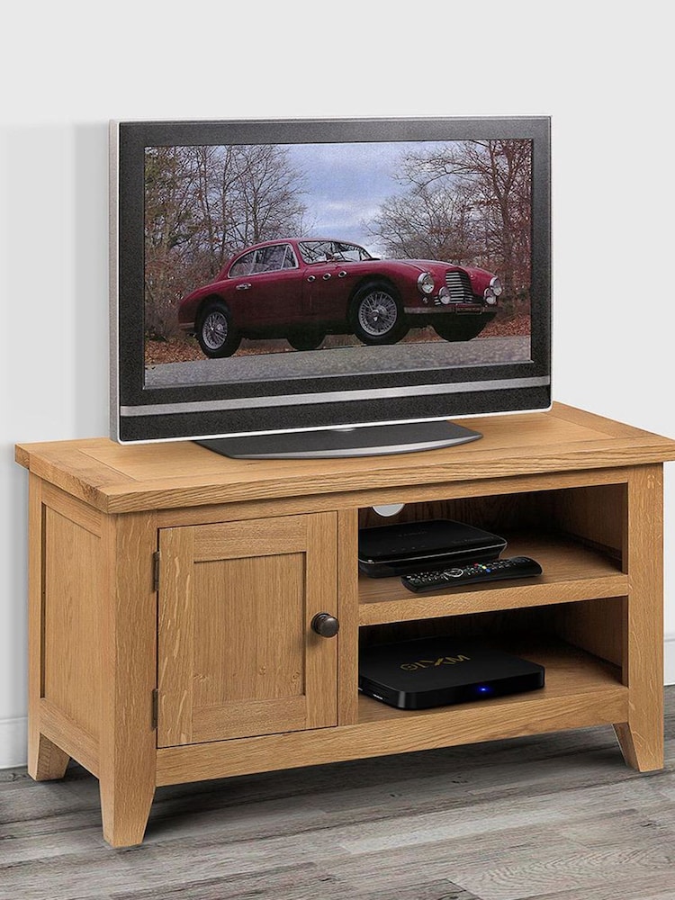Julian Bowen Brown Astoria Solid Oak TV Stand - Image 1 of 2