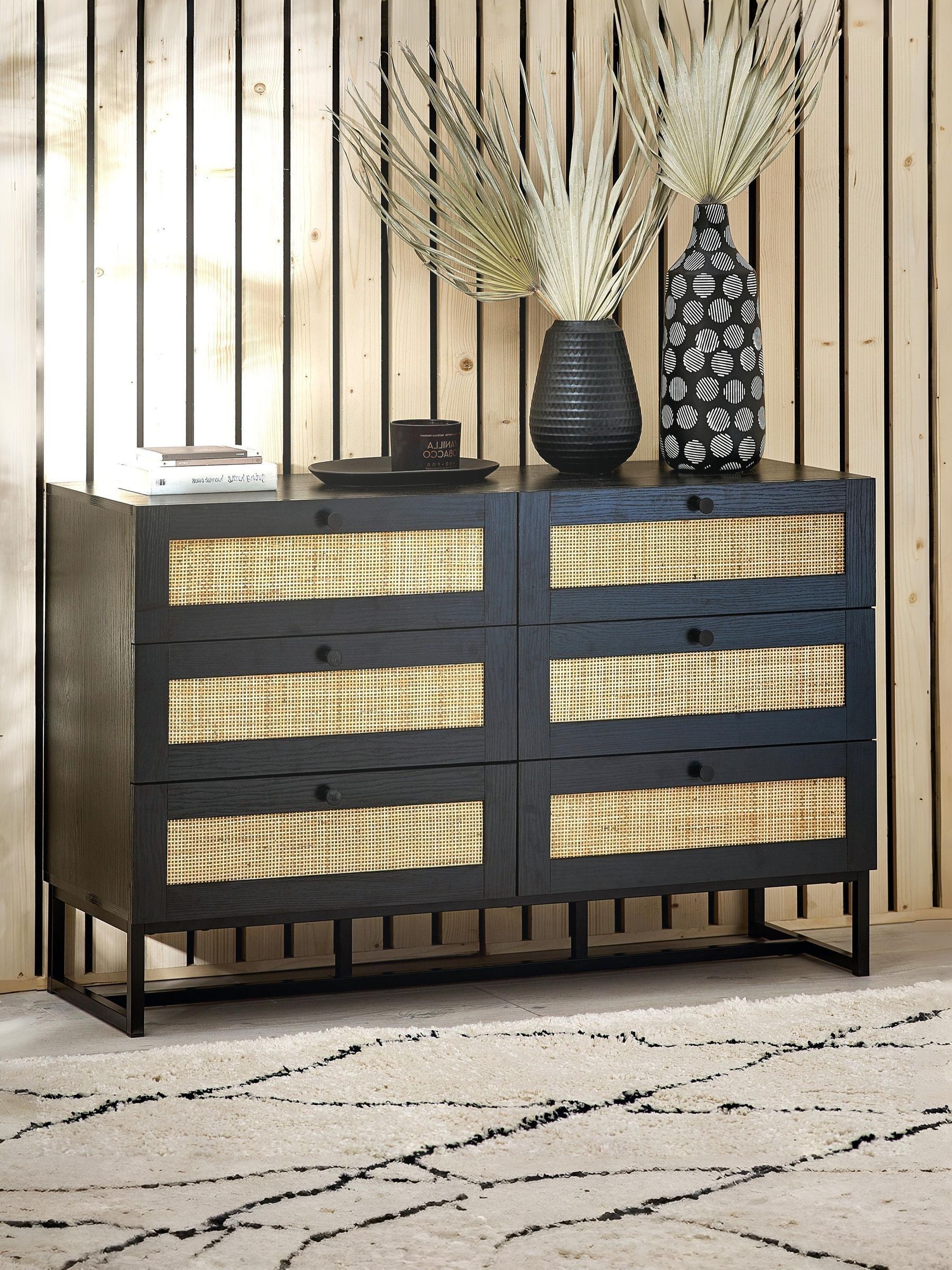 Julian Bowen Unisex Black Padstow Rattan 6 Drawer Chest - Image 8