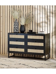 Julian Bowen Black Padstow Rattan 6 Drawer Chest - Image 1 of 4