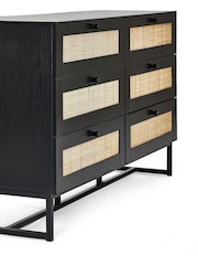 Julian Bowen Black Padstow Rattan 6 Drawer Chest - Image 3 of 4