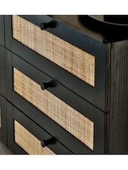 Julian Bowen Black Padstow Rattan 6 Drawer Chest - Image 4 of 4