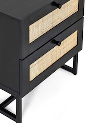 Julian Bowen Black Padstow Rattan 2 Drawer Bedside Table - Image 4 of 4