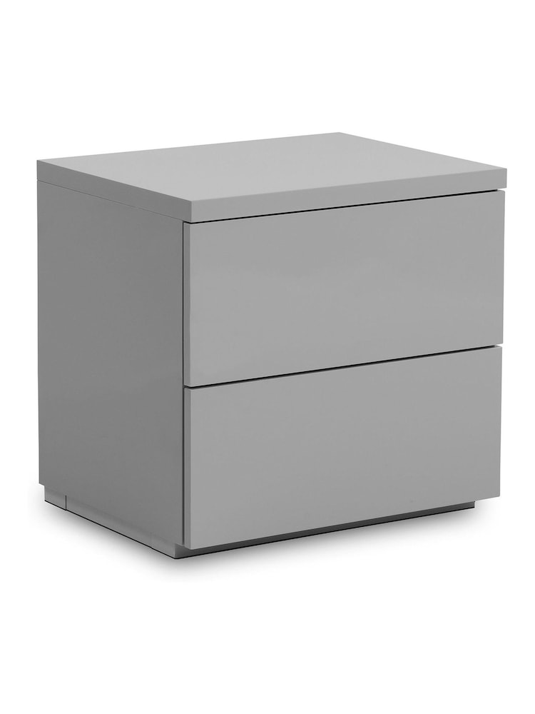 Julian Bowen Grey Monaco 2 Drawer Bedside Table - Image 1 of 2