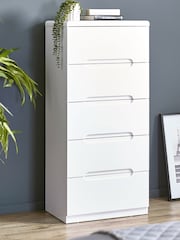Julian Bowen White Manhattan 5 Drawer Narrow Chest - Image 1 of 2