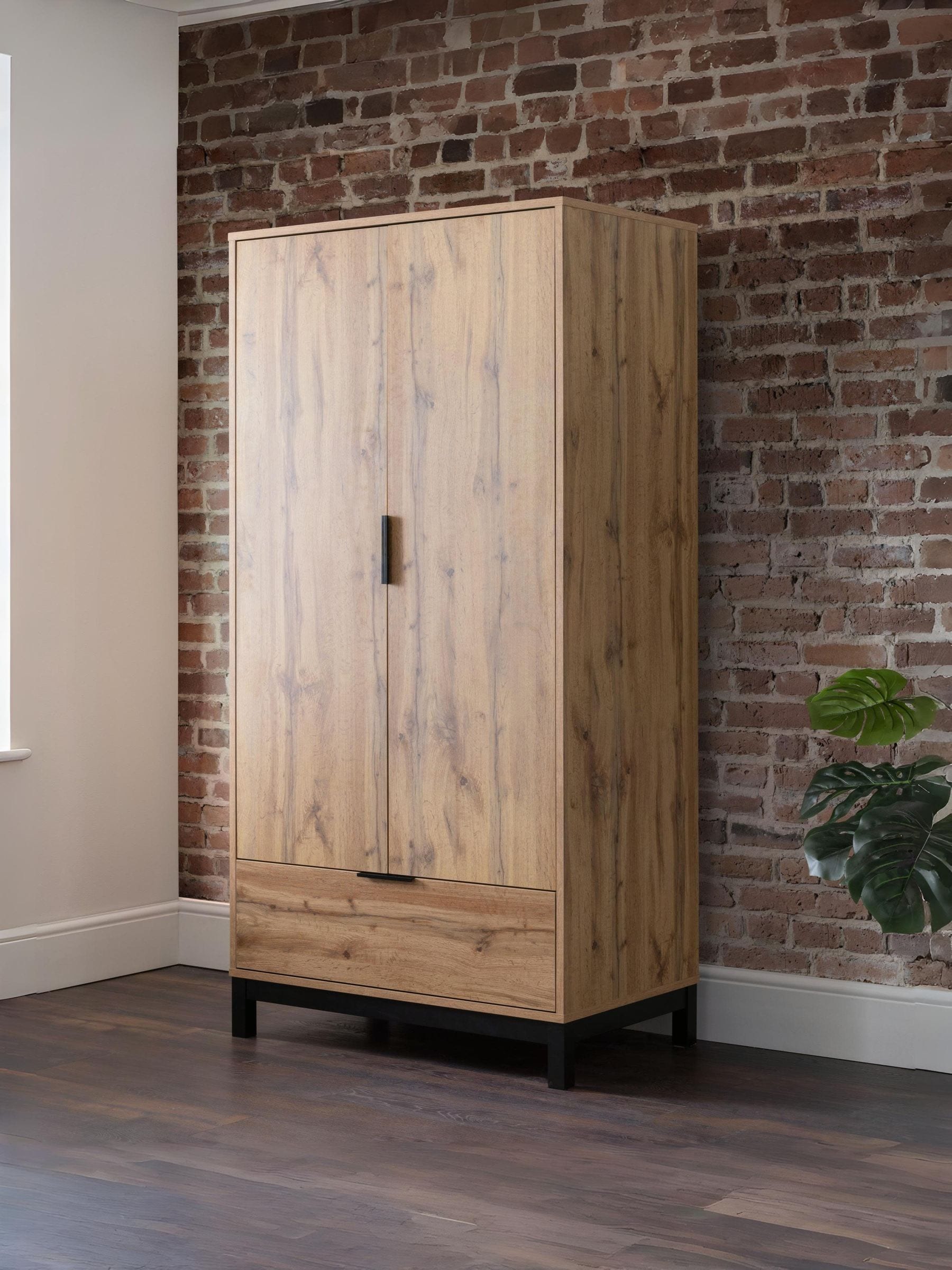 Julian Bowen Unisex Light Oak Bali Door 1 Drawer Wardrobe With Shelf In Size 2 - Image 7