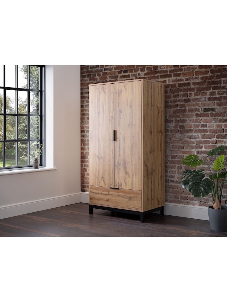 Julian Bowen Brown Bali Double 1 Drawer Wardrobe - Image 1 of 2