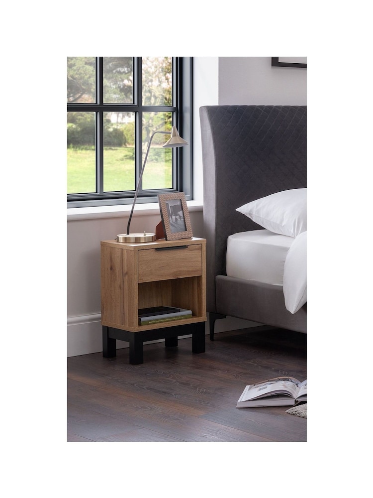 Julian Bowen Brown Bali Easy Assembly 1 Drawer Bedside Table - Image 1 of 3