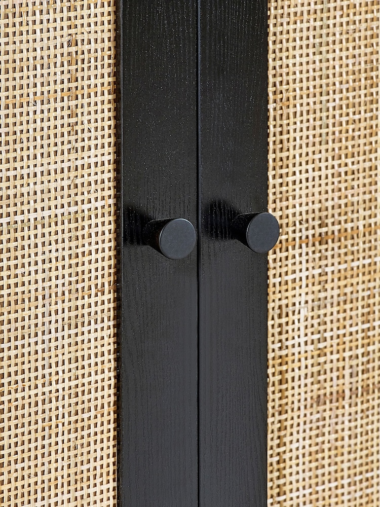 Julian Bowen Black Padstow Rattan Double Wardrobe - Image 4 of 4