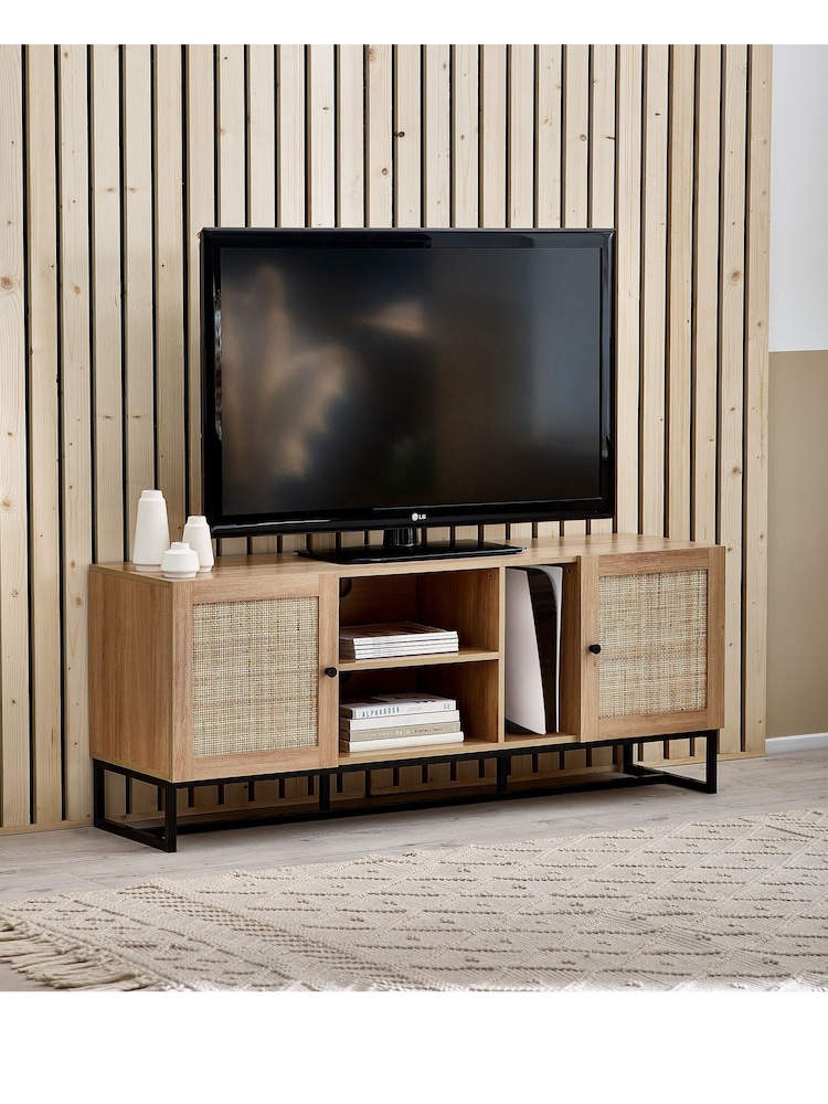 Julian Bowen Brown Padstow Rattan TV Stand - Image 1 of 4