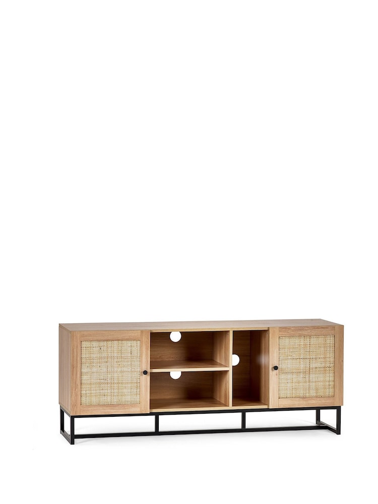 Julian Bowen Brown Padstow Rattan TV Stand - Image 2 of 4