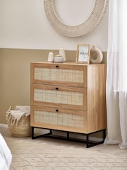 Julian Bowen Brown Padstow Rattan 3 Drawer Chest - Image 1 of 4