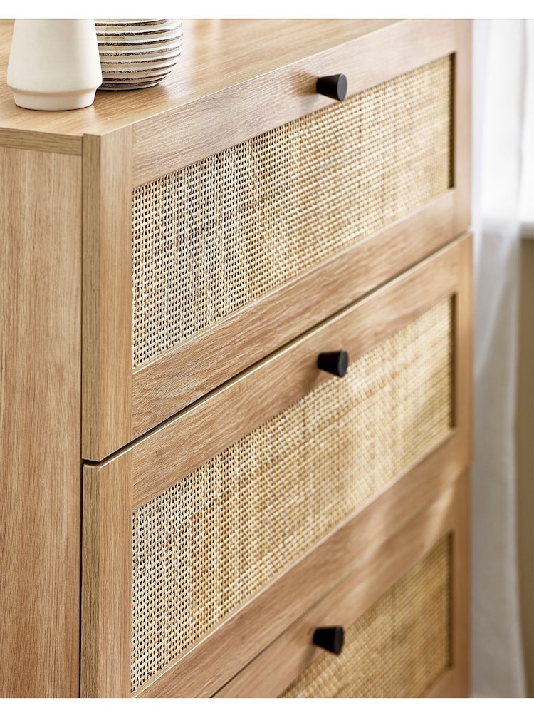 Julian Bowen Brown Padstow Rattan 3 Drawer Chest - Image 2 of 4
