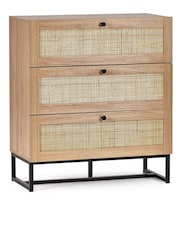 Julian Bowen Brown Padstow Rattan 3 Drawer Chest - Image 3 of 4