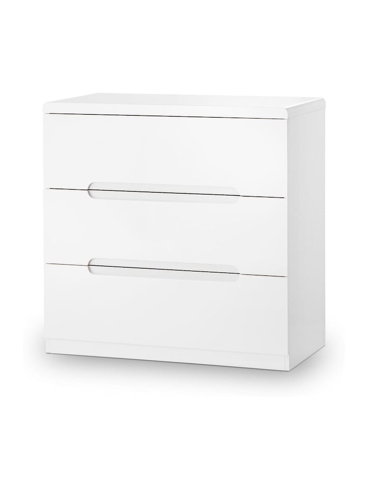 Julian Bowen White Manhattan Gloss 3 Drawer Chest - Image 1 of 1