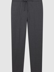 Reiss Charcoal Elford Slim Fit Wool Elasticated Waist Trousers - Image 2 of 6
