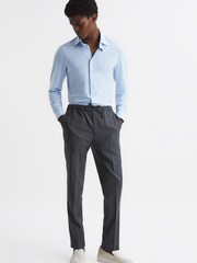 Reiss Charcoal Elford Slim Fit Wool Elasticated Waist Trousers - Image 3 of 6