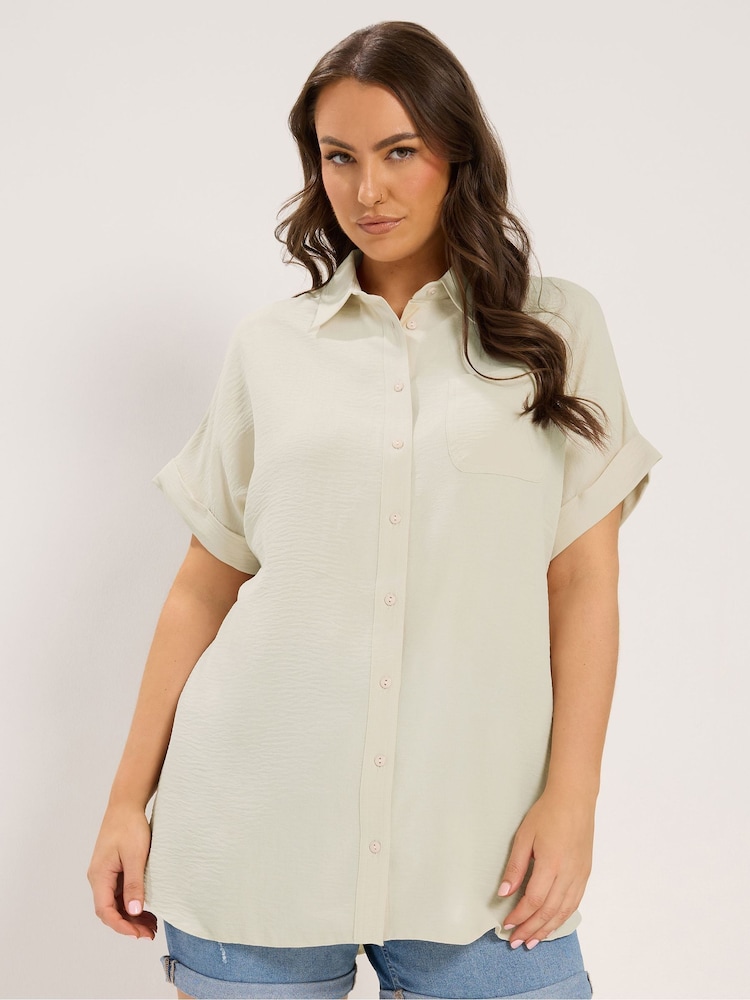 Yours Curve Natural Grown On Sleeve Shirt - Image 1 of 5