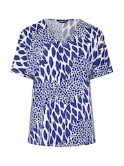 Yours Curve Blue Pleated Front Jersey Top - Image 5 of 6