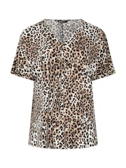 Yours Curve Brown Pleated Front Jersey Top - Image 5 of 6