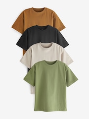 Tan Brown/Khaki Green Relaxed Fit T-Shirts 4 Pack (3-16yrs) - Image 1 of 2