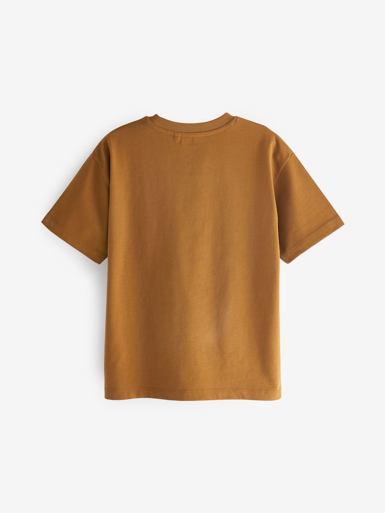 Tan Brown/Khaki Green Relaxed Fit T-Shirts 4 Pack (3-16yrs) - Image 2 of 2