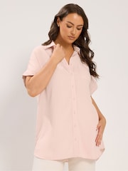 Yours Curve Pink Grown On Sleeve Shirt - Image 1 of 5