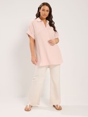 Yours Curve Pink Grown On Sleeve Shirt - Image 2 of 5