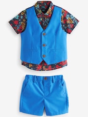 Cobalt Blue Waistcoat, Shirt, Shorts & Bow Tie Set (3mths-9yrs) - Image 1 of 3