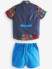 Cobalt Blue Waistcoat, Shirt, Shorts & Bow Tie Set (3mths-9yrs) - Image 2 of 3