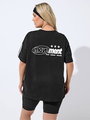 Yours Curve Black Movement Active T-Shirt - Image 4 of 7