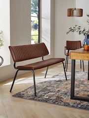 Faux Leather Tan Brown Aiden Dining Bench - Image 1 of 8