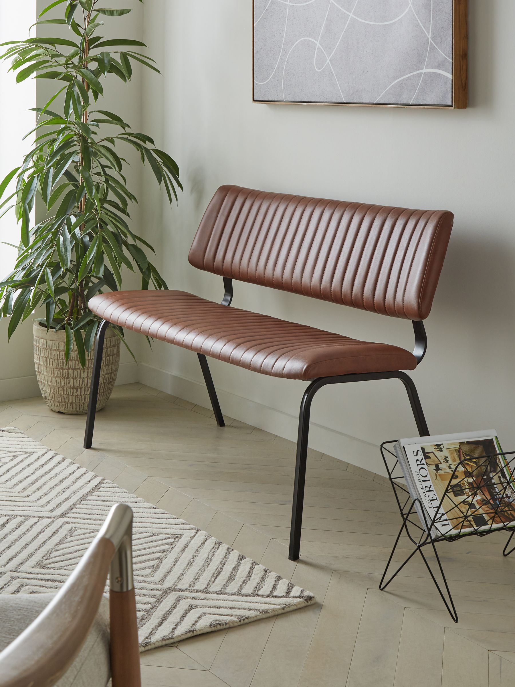 Faux leather bench sale