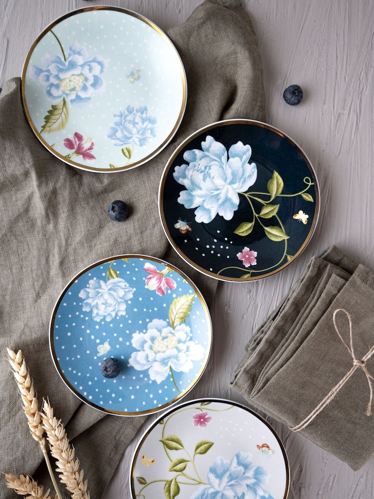 Laura Ashley Set of 4 Blue petit four plates Heritage Collectables - Image 1 of 3