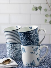 Laura Ashley Set of 4 Blue mugs Blueprint Collectables - Image 1 of 2