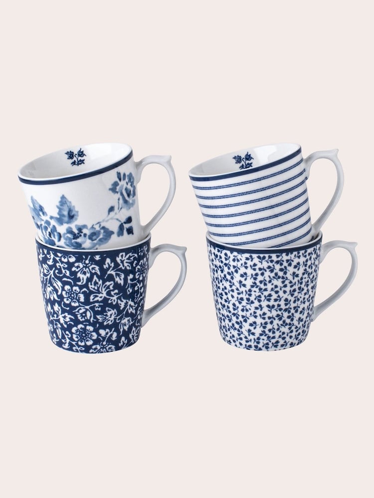 Laura Ashley Set of 4 Blue mugs Blueprint Collectables - Image 2 of 2