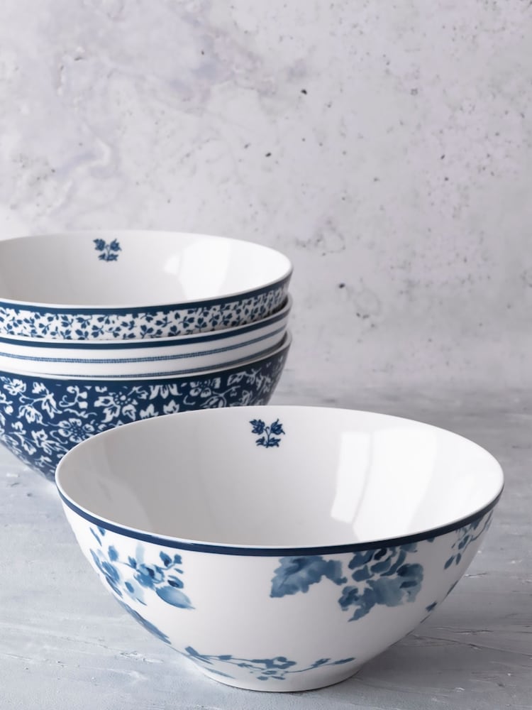 Laura Ashley Blue Set of 4 Blueprint Collectables 16cm Bowls - Image 2 of 2