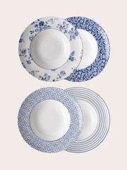 Laura Ashley Set of 4 Blue Blueprint Collectables 22cm Deep Plates - Image 1 of 3