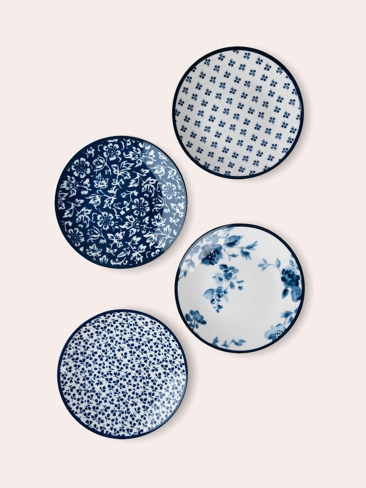 Laura Ashley Set of 4 Blue Blueprint Collectables Petit Four Plates - Image 1 of 3